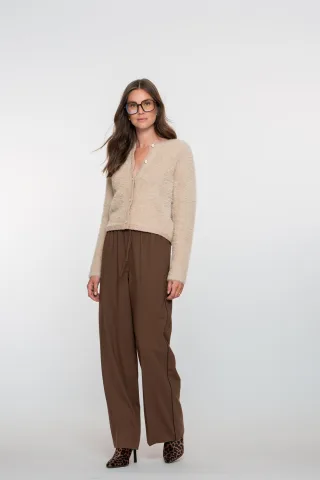 Geisha Fashion Women - Pants piping brown - Gr. - M