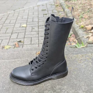 Shoezuu 14 Eye Zip Uk Boots Black 44