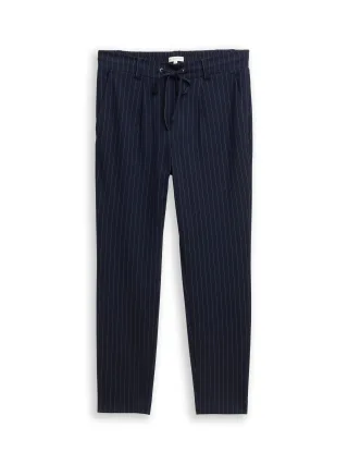 Tom Tailor - Loose Fit Hose mit Nadelstreifen navy white pinstripe - Gr. - 42/30