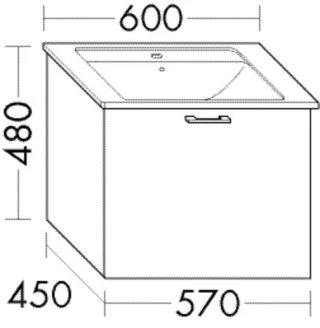 Burgbad Waschtischunterschrank zu Keramik-Waschtisch Sys30 PG3 Diago 480x570x450 Weiß Matt, WXWO057F WXWO057F3351