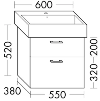 Burgbad Waschtischunterschrank Sys30 PG4 Sana 520x550x380 Salbeigrau Ultramatt, WXQA055F5967 WXQA055F5967