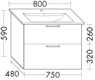 Burgbad Waschtischunterschrank Sys30 PG1 Aqua 580x750x480 Eiche Dekor Silber, WVBT075F6023 WVBT075F6023