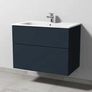 Sanipa 3way Waschtischunterbau zu Geberit Renova Plan Slim Waschtisch mit 2 Auszügen, Marine-Matt SP6871R