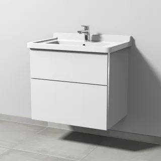Sanipa 3way Waschtischunterbau zu Duravit Starck 3 Waschtisch mit 2 Auszügen, Weiß-Soft BR71043