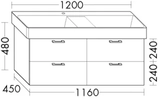 Burgbad Waschtischunterschrank Sys30 PG4 Sana 480x1160x450 Weiß Hochglanz, WWLQ116F3359 WWLQ116F3359
