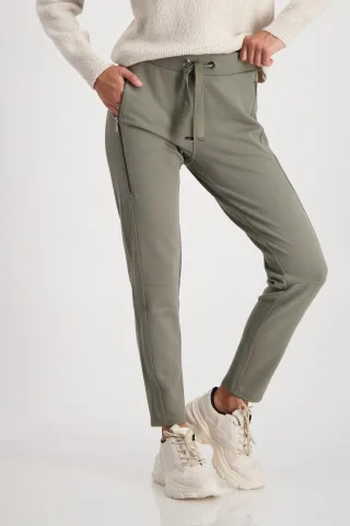 monari - Jersey Hose mit Rippenstruktur frozen green - Gr. - 34