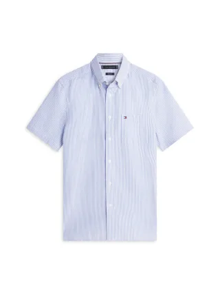 Tommy Hilfiger - Gestreiftes Seersuckerhemd blau - Gr. - S
