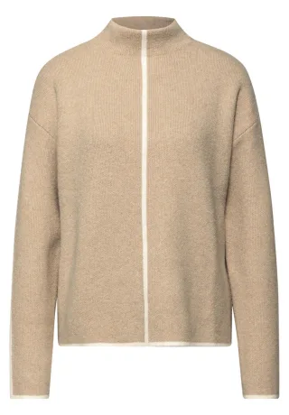 Street One - Pullover mit Kontrastdetails beige - Gr. - 36