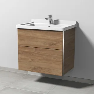 Sanipa 3way Waschtischunterbau zu Duravit Starck 3 Waschtisch mit 2 Auszügen, Eiche-Kansas BR71059