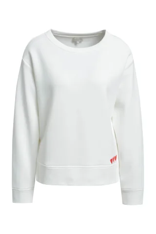 Milano Italy - round neck sweatshirt w/ AW & slits 1/1 sleeve offwhite - Gr. - S