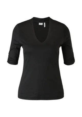 s.Oliver BLACK LABEL - T-Shirt mit V-Ausschnitt schwarz - Gr. - 36