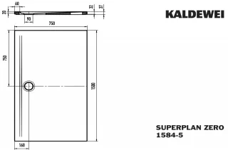 Kaldewei Duschwanne SUPERPLAN ZERO Mod.1584-5, 750 x 1500, schwarz matt 100,Wt extrafl.  358447980676