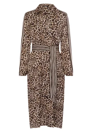 Marc Aurel - Kleid mit Leoprint und Streifen - Gr. - 36