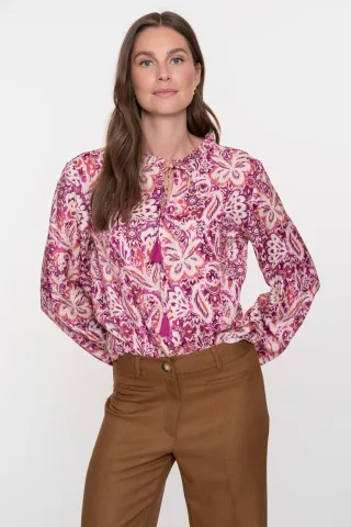 Geisha Fashion Women - top fuchsia/off white - Gr. - XXL