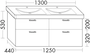 Burgbad Waschtischunterschrank zu Keramik Sys30 PG3 Diago 520x1250x440 Schilf Matt, WUUH125F3354 WUUH125F3354