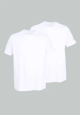 TOM TAILOR BODYWEAR - TOM TAILOR Herren T-Shirt uni 2er Pack weiss - Gr. - S