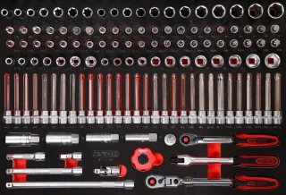 KS Tools 3-8'' Steckschlüssel-Satz in Schaumstoffeinlage, 124-tlg - 811.0124