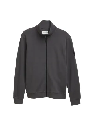 Denim Tom Tailor - Piqué Sweatjacke mit Stehkragen ash grey - Gr. - M