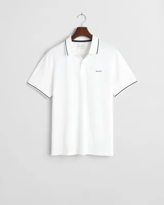 GANT - Tipped Piqué Poloshirt white - Gr. - XXXL