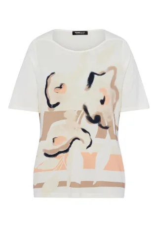 FRANK WALDER - T-Shirt NOS mit Printmix peach/affogato/ecru/schwarz - Gr. - 40