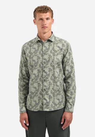 No Excess - Shirt Allover Printed Jacquard dark green - Gr. - XL