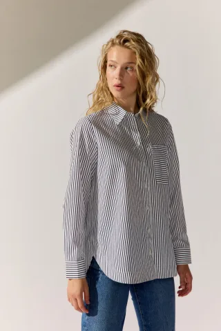 THE FASHION PEOPLE - Blouse Striped night blue stripe - Gr. - 44