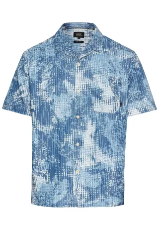 camel active - Kurzarmhemd mit Allover-Print dark navy - Gr. - M