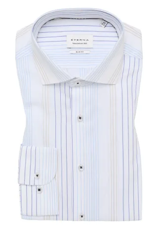 ETERNA - Slim Fit: Hemd mit Streifen blau - Gr. - 38