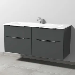 Sanipa 3way Glas-Set Glas-Waschtisch und Unterbau mit 4 Auszügen, Anthrazit-Matt UM20722