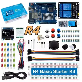 UNOR4 with WiFi Basic Start Motherboard Kit Entry Level Development Board 830 Breadboard LED Potentiometers OLED Display