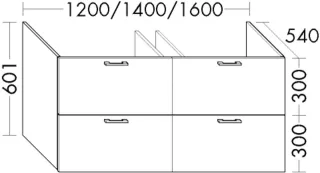 Burgbad Waschtischunterschrank Sys30 PG2 Echo 601x1200x540 Eiche Dekor Merino, WWCB120F2752 WWCB120F2752