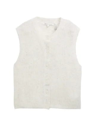 Denim Tom Tailor - Pullunder mit Knopfleiste marble beige melange - Gr. - XS