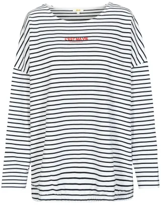 zab company - Da. Sweatshirt 1/1 Arm marine streifen - Gr. - 38