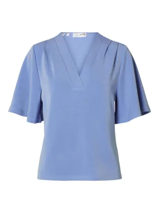 SELECTED WOMEN - SLFTENNY SS V-NECK TOP NOOS cornflower blue - Gr. - S