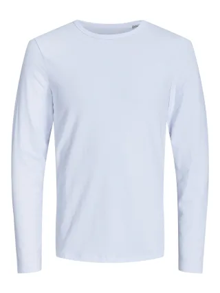 JACK&JONES - JJEBASIC O-NECK TEE L/S NOOS white - Gr. - M
