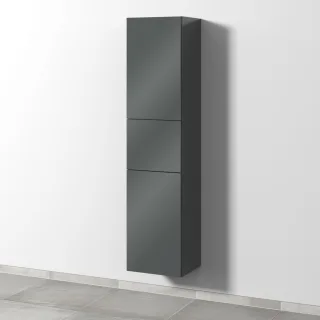 Sanipa 3way Hochschrank mit 2 Türen und 1 Auszug, Anthrazit-Glanz SF10479