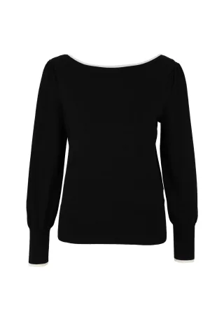 zero - Feinstrickpullover patch blackcream - Gr. - 42