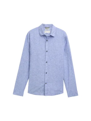 Denim Tom Tailor - Relaxed Fit Hemd mit Leinenanteil royal blue stripe - Gr. - XL