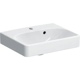 Geberit Smyle Square Handwaschbecken, 45x36cm mit Hahnloch, mit Überlauf asym., KeraTect, 500222018 500222018