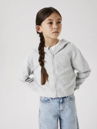 NAME IT - NKFMILLE SHORT NREG SWE CARD WH UNB NOOS Light Grey Melange - Gr. - 134/140