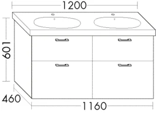 Burgbad Waschtischunterschrank Sys30 PG1 Aqua 601x1160x460 Tectona Dekor Zimt, WVZG116F3423 WVZG116F3423