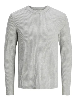 JACK&JONES - JJEPERFECT KNIT CREW NECK LN light grey melange - Gr. - XL