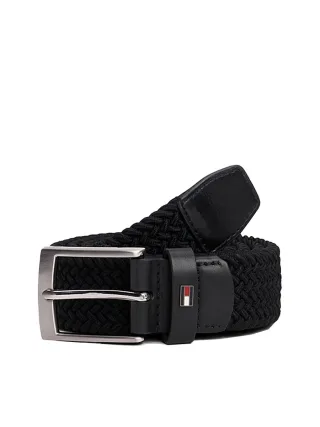 Tommy Hilfiger - Geflochtener Gürtel mit Flag aus Emaille schwarz - Gr. - 95
