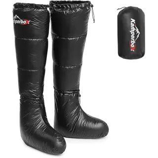 [EU Direct] Kamperbox Outdoor Winter Down Booties Socks Warm Soft Windproof Long Sleeping Slippers with Adjustable Draws
