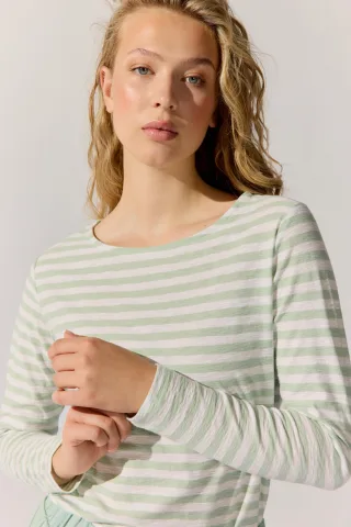 THE FASHION PEOPLE - NOS Longsleeve striped sage mist stripe - Gr. - XXL