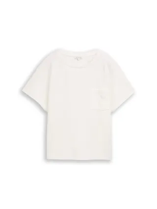 Tom Tailor - Loose Fit Scuba T-Shirt mit Brusttasche whisper white - Gr. - XXXL