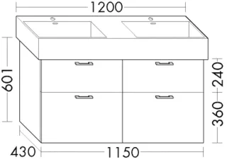 Burgbad Waschtischunterschrank Sys30 PG4 Sana 601x1150x430 Trend- oder RAL-Farbe HGL, WXYA115F5348 WXYA115F5348
