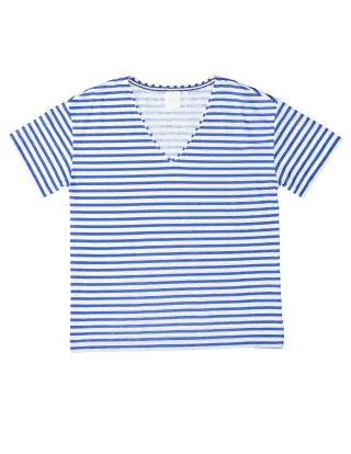 THE FASHION PEOPLE - T-Shirt aus Leinen deep sea stripe - Gr. - XXL