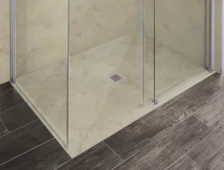 HSK Duschbodenelement mit Renodeco-Oberfläche, 80 x 120 x 5,0 cm, Feinstein, Farbe: travertin-beige 5194125-684