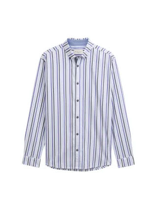 Tom Tailor - Regular Fit Hemd aus Baumwolle blue structure stripes - Gr. - XL
